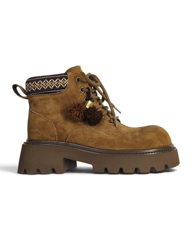 Anfibo Donna con Nappine in Camoscio Cuoio Beige | Exe 252800 BROWNISH Exe 