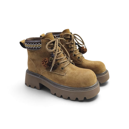 Anfibo Donna con Nappine in Camoscio Cuoio Beige | Exe 252800 BROWNISH Exe 