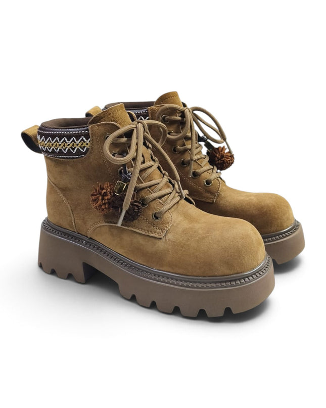 Anfibo Donna con Nappine in Camoscio Cuoio Beige | Exe 252800 BROWNISH Exe 
