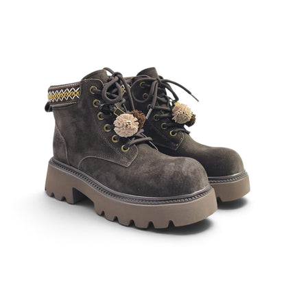 Anfibo Donna con Nappine in Camoscio Marrone | Exe 252800 BROWN Exe 