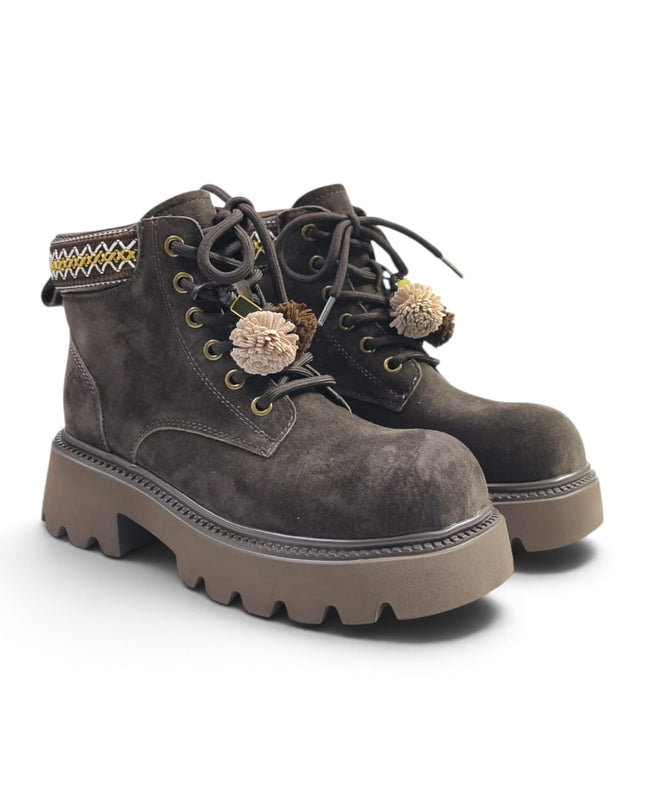 Anfibo Donna con Nappine in Camoscio Marrone | Exe 252800 BROWN Exe 