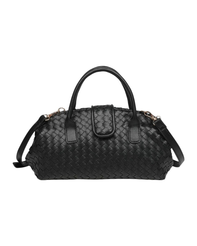 Borsa Donna con Tracolla in Ecopelle Intrecciata Nera | Exe B2409 BLACK Exe 