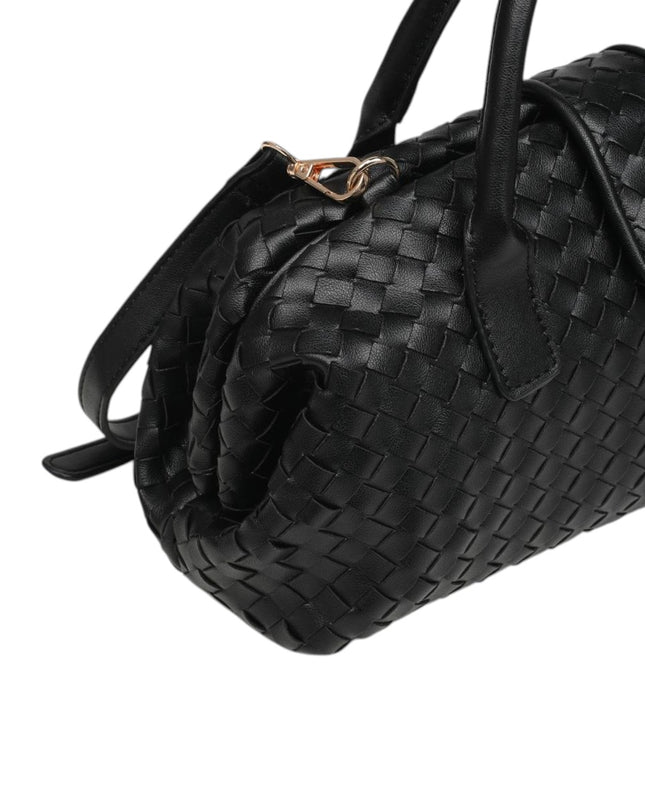 Borsa Donna con Tracolla in Ecopelle Intrecciata Nera | Exe B2409 BLACK Exe 