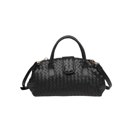 Borsa Donna con Tracolla in Ecopelle Intrecciata Nera | Exe B2409 BLACK Exe 