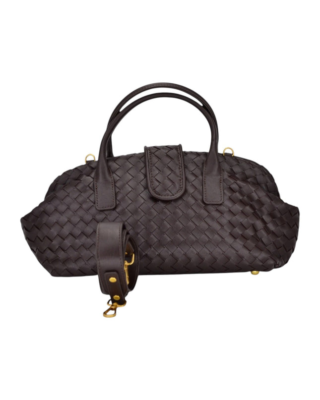 Borsa Donna con Tracolla in Ecopelle Intrecciata Marrone | Exe B2409 BROWN Exe 