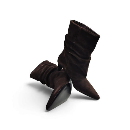 Stivaletto Donna Tubolare con Tacco in Camoscio Marrone | Exe X370V BROWN Exe 