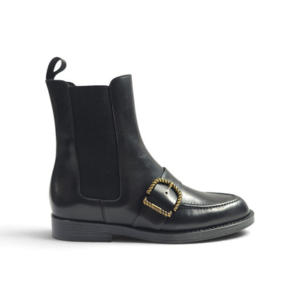 Stivaletto Chelsea Donna Tacco Basso in Pelle Nera | Frau A84N6 BLACK Frau 