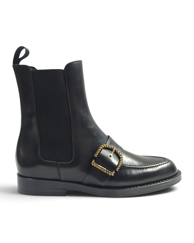 Stivaletto Chelsea Donna Tacco Basso in Pelle Nera | Frau A84N6 BLACK Frau 