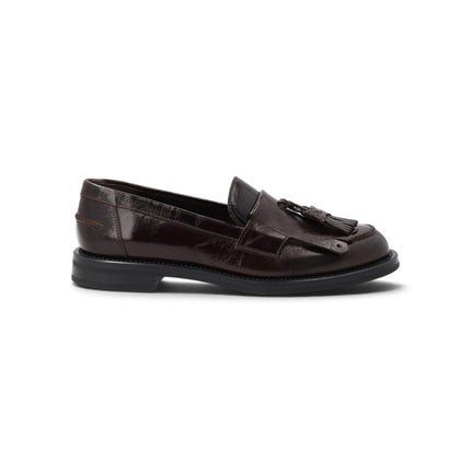 Mocassino Donna con Frange Nappine in Pelle Chocolate | Frau A90S7 CHOCOLATE Frau 
