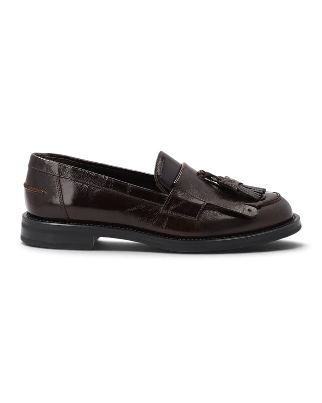 Mocassino Donna con Frange Nappine in Pelle Chocolate | Frau A90S7 CHOCOLATE Frau 