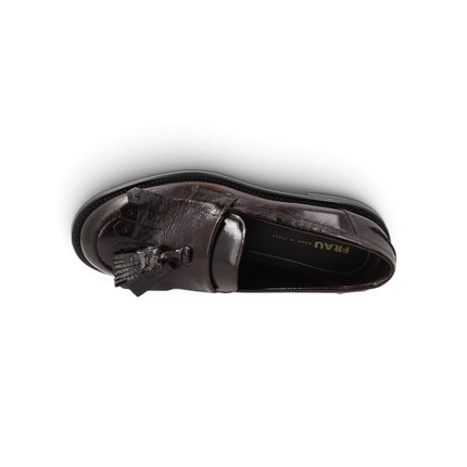 Mocassino Donna con Frange Nappine in Pelle Chocolate | Frau A90S7 CHOCOLATE Frau 