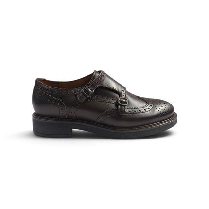 Mocassino Diplomatico Oxford Donna con Monogramma in Pelle Marrone | Frau A96N5 COFFEE Frau 