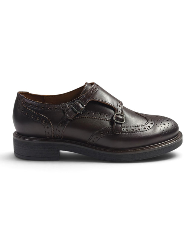 Mocassino Diplomatico Oxford Donna con Monogramma in Pelle Marrone | Frau A96N5 COFFEE Frau 
