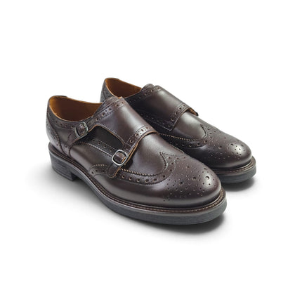 Mocassino Diplomatico Oxford Donna con Monogramma in Pelle Marrone | Frau A96N5 COFFEE Frau 