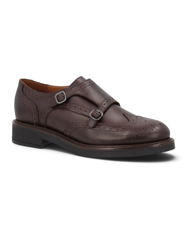 Mocassino Diplomatico Oxford Donna con Monogramma in Pelle Marrone | Frau A96N5 COFFEE Frau 