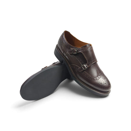 Mocassino Diplomatico Oxford Donna con Monogramma in Pelle Marrone | Frau A96N5 COFFEE Frau 