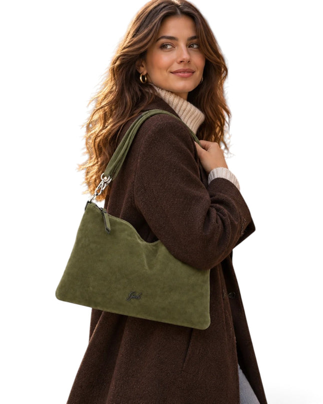 Borsa Trsformabile con Tracolla in Pelle e Camoscio Forest Green Verde | Gabs BEYONCE EW MEDIUM FOREST GREEN Gabs 