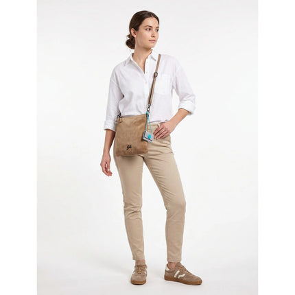 Borsello Pochette Donna con Tracolla in Pelle e Camoscio Cappuccino Beige | Gabs BEYONCE NS MEDIUM CAPPUCCINO Gabs 