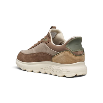 Spherica Plus Sneakers Donna Bassa in Pelle e Tessuto Beige Multi | Geox D567MB SPHERICA PLUS BEIGE BROWN Geox 