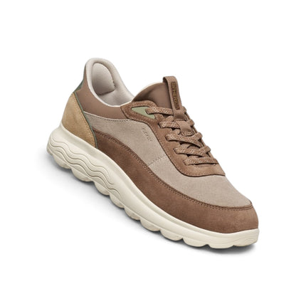 Spherica Plus Sneakers Donna Bassa in Pelle e Tessuto Beige Multi | Geox D567MB SPHERICA PLUS BEIGE BROWN Geox 