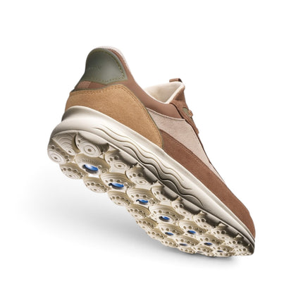Spherica Plus Sneakers Donna Bassa in Pelle e Tessuto Beige Multi | Geox D567MB SPHERICA PLUS BEIGE BROWN Geox 