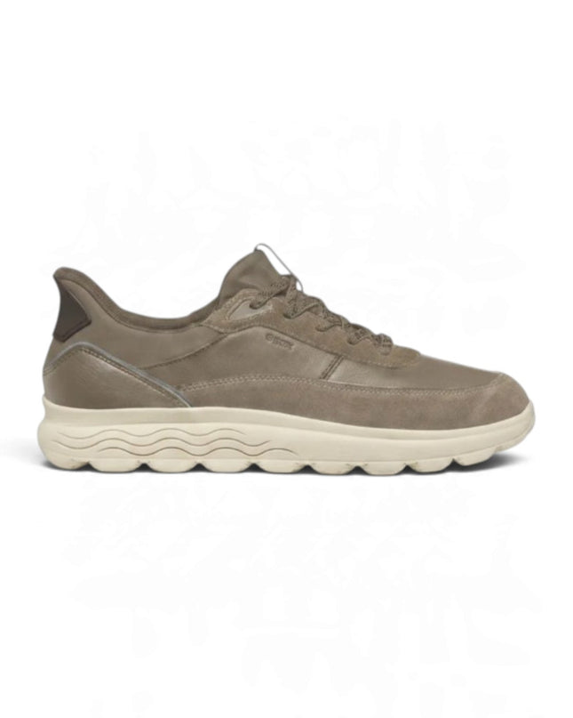 Spherica Plus Sneakers Uomo Bassa in Pelle e Tessuto Grigio Beige | Geox U56MPA SPHERICA PLUS DOVE GRAY Geox 
