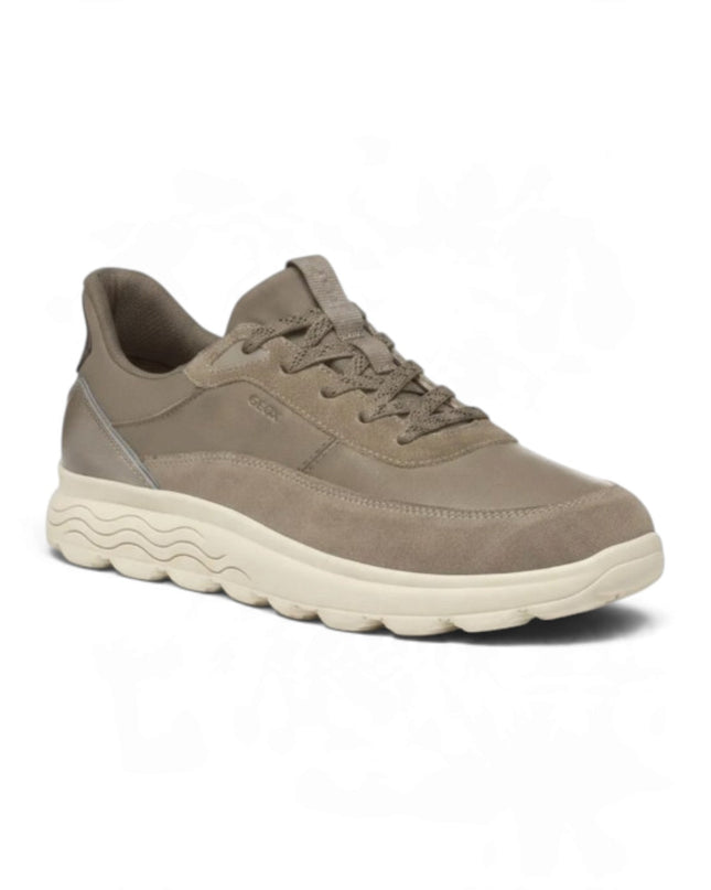 Spherica Plus Sneakers Uomo Bassa in Pelle e Tessuto Grigio Beige | Geox U56MPA SPHERICA PLUS DOVE GRAY Geox 