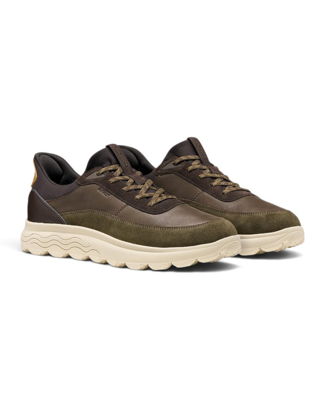 Spherica Plus Sneakers Uomo Bassa in Pelle e Tessuto Military Multi | Geox U56MPA SPHERICA PLUS MILITARY COFFEE Geox 