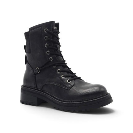Anfibio Combat Donna con Lacci e Zip Nero | Jeep BYWAY LACE BLACK Jeep Footwear 
