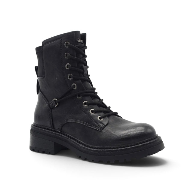 Anfibio Combat Donna con Lacci e Zip Nero | Jeep BYWAY LACE BLACK Jeep Footwear 