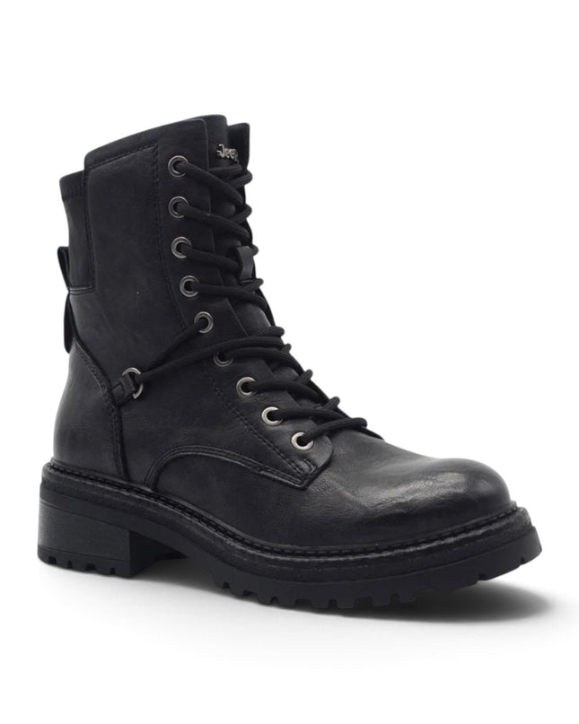 Anfibio Combat Donna con Lacci e Zip Nero | Jeep BYWAY LACE BLACK Jeep Footwear 