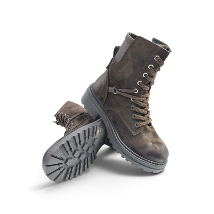Anfibio Combat Donna con Lacci e Zip Marrone | Jeep BYWAY LACE BROWN Jeep Footwear 