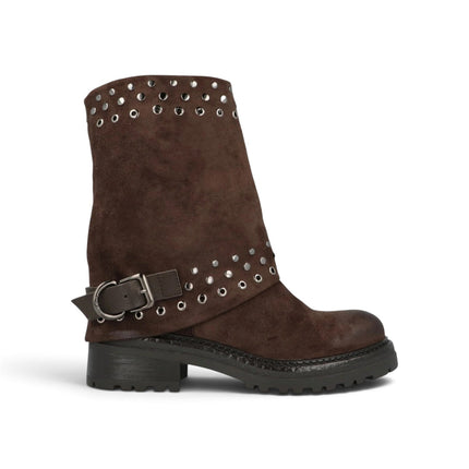 Stivale Tubolare con Risvolto e Borchie Marrone | Jeep BYWAY STUDS BROWN Jeep Footwear 