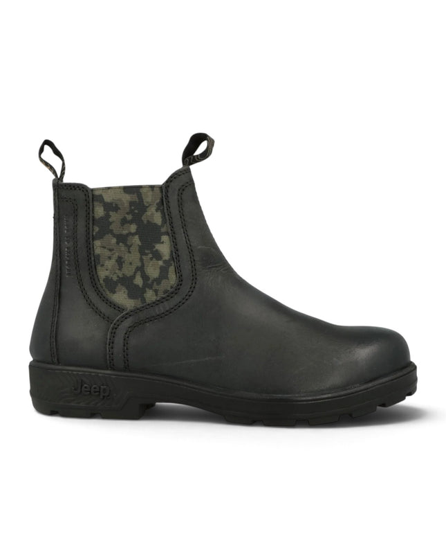 Stivaletto Chelsea Uomo in Pelle Nera | Jeep Footwear QUAD MILITARY Jeep Footwear 