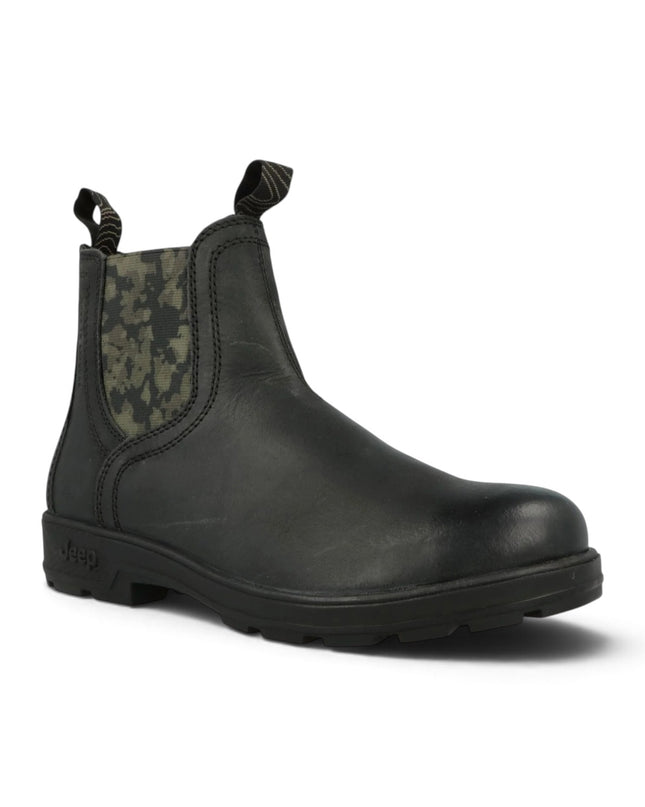 Stivaletto Chelsea Uomo in Pelle Nera | Jeep Footwear QUAD MILITARY Jeep Footwear 