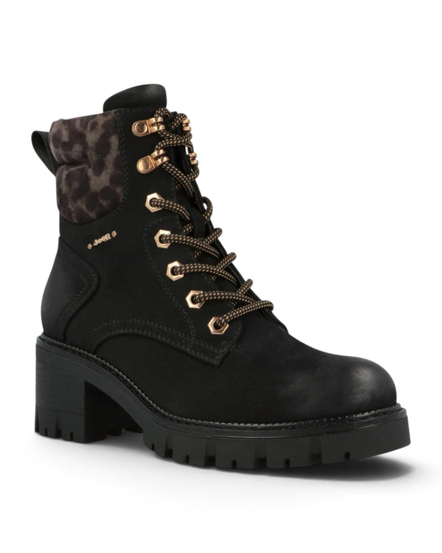 Anfibio Donna con Tacco Nero | Jeep RAVEN LACE BLACK Jeep Footwear 