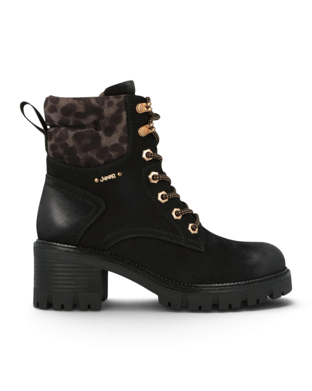 Anfibio Donna con Tacco Nero | Jeep RAVEN LACE BLACK Jeep Footwear 