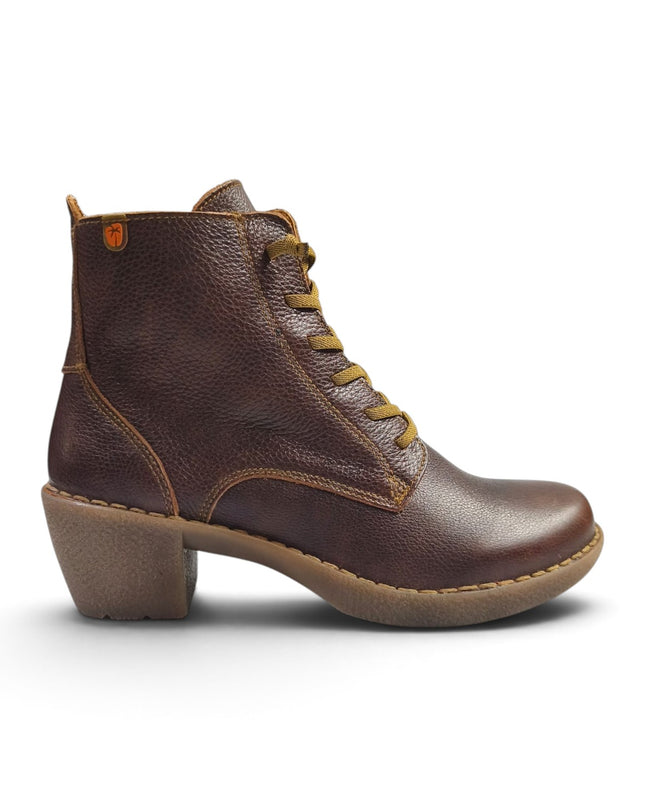 Stivaletti Donna con Tacco Lacci e Zip in Pelle Marrone Cuoio | Jungla 7512 BROWN Jungla 