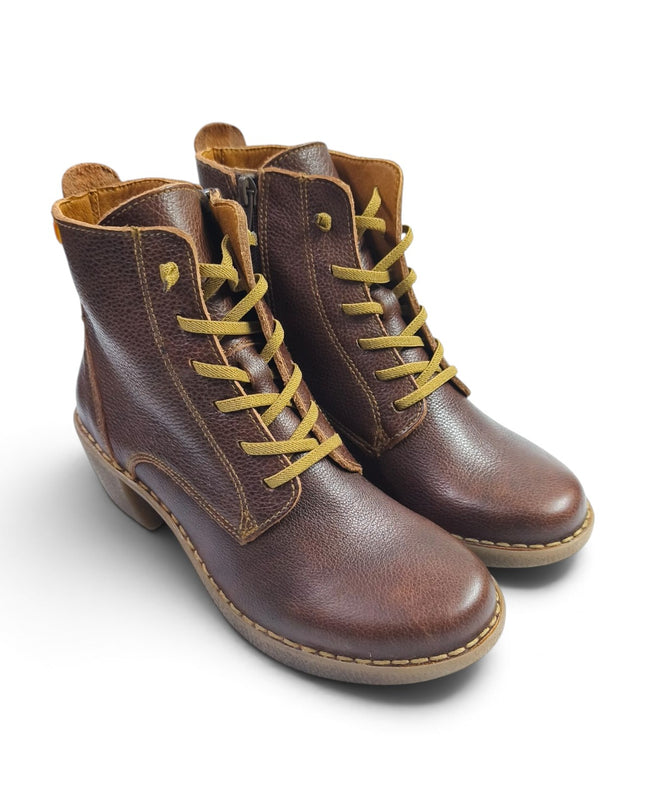 Stivaletti Donna con Tacco Lacci e Zip in Pelle Marrone Cuoio | Jungla 7512 BROWN Jungla 