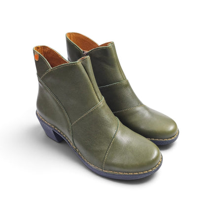 Stivaletti Donna con Tacco in Pelle Marrone Verde | Jungla 7518 MOSS GREEN Jungla 