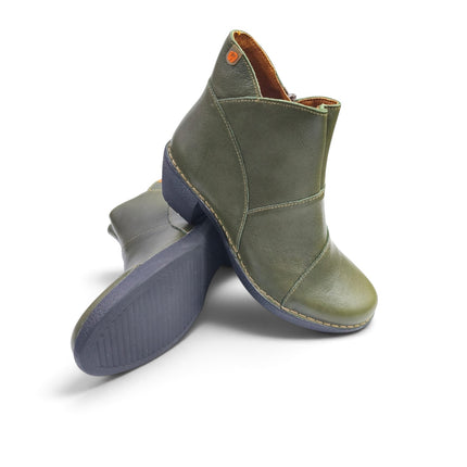 Stivaletti Donna con Tacco in Pelle Marrone Verde | Jungla 7518 MOSS GREEN Jungla 