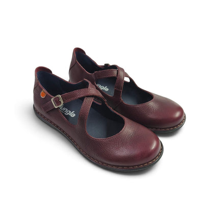 Ballerina Donna con Doppio Cinturino in Pelle Bordo | Jungla 8340 BORDO Jungla 