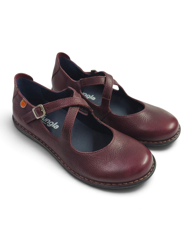 Ballerina Donna con Doppio Cinturino in Pelle Bordo | Jungla 8340 BORDO Jungla 