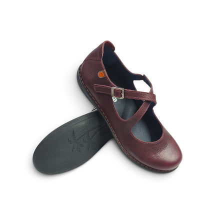 Ballerina Donna con Doppio Cinturino in Pelle Bordo | Jungla 8340 BORDO Jungla 