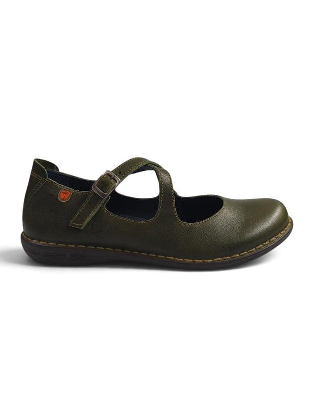 Ballerina Donna con Doppio Cinturino in Pelle Verde | Jungla 8340 MOSS GREEN Jungla 