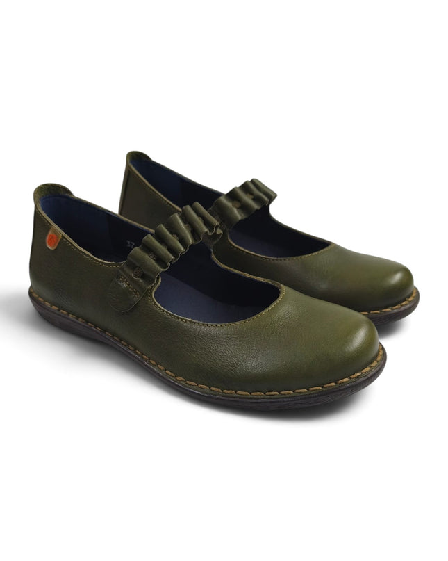 Ballerina Donna con Elastico in Pelle Verde | Jungla 8551 MOSS GREEN Jungla 