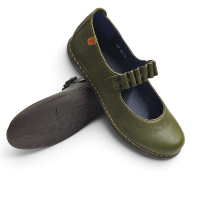Ballerina Donna con Elastico in Pelle Verde | Jungla 8551 MOSS GREEN Jungla 
