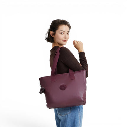 Borsa Tote Donna con Trousse in Tessuto Metal Vino | Kipling ANINA GRAPE WINE Kipling 