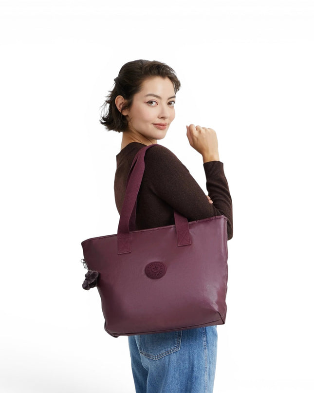 Borsa Tote Donna con Trousse in Tessuto Metal Vino | Kipling ANINA GRAPE WINE Kipling 