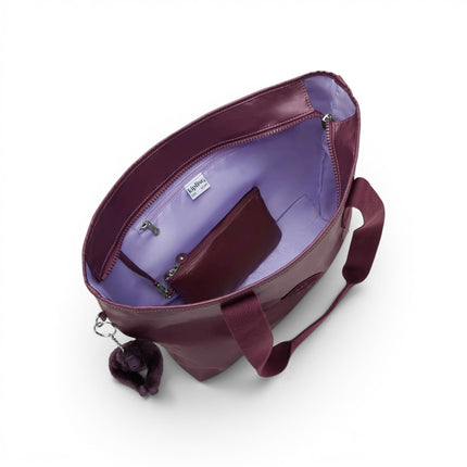 Borsa Tote Donna con Trousse in Tessuto Metal Vino | Kipling ANINA GRAPE WINE Kipling 